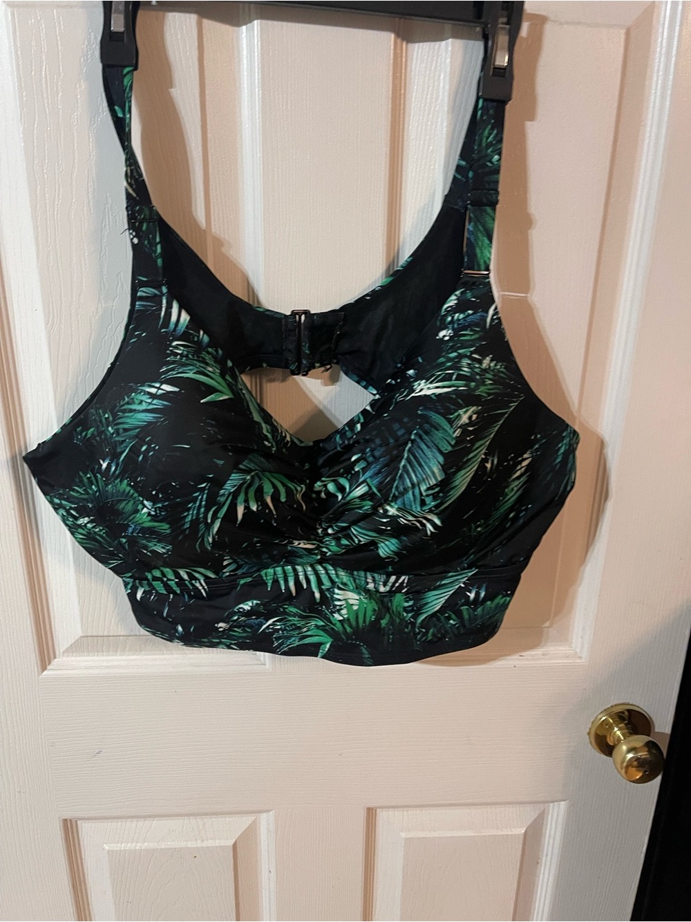 torrid Black & Green Tropical Leaf Supportive Swim Bralette
